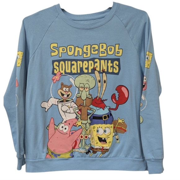 Nickelodeon Tops - SpongeBob SquarePants sweatshirt size XXL in blue with all cartoon characters